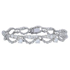 French Platinum Diamond Openwork Diamond Bracelet, 1960s