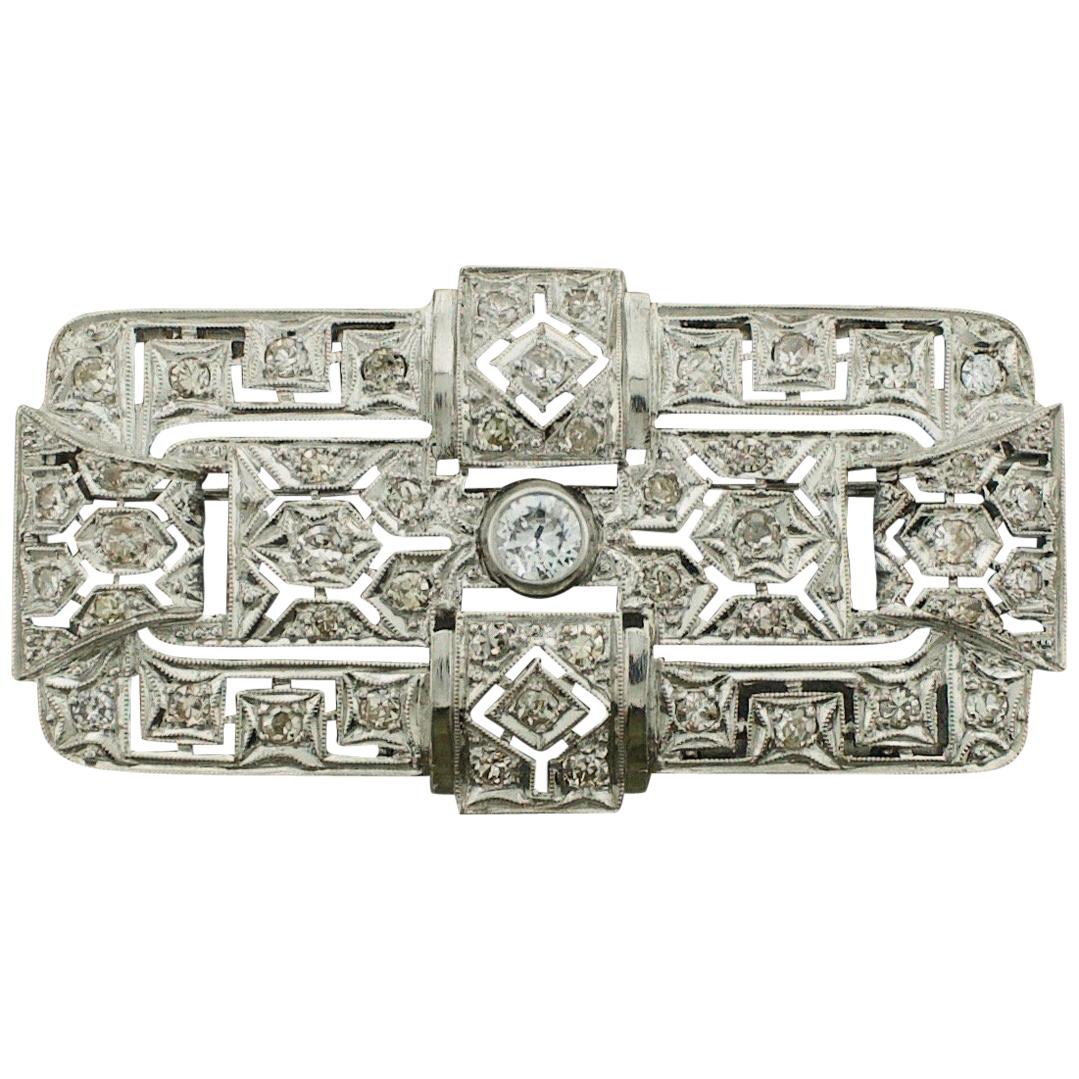 Spilla di diamante in platino Art Deco, anni '30 circa