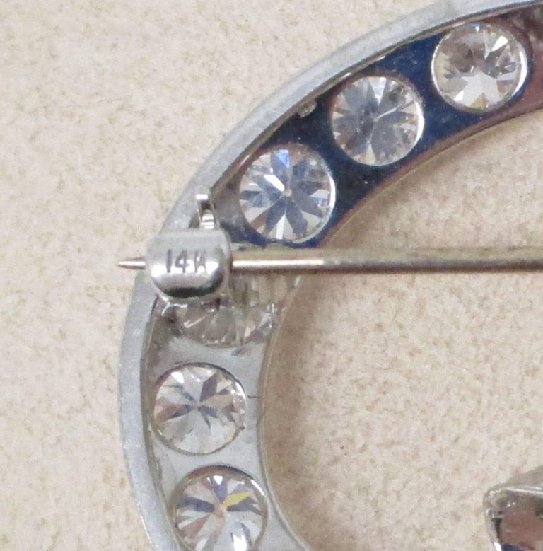 Women's Art Deco Platinum Diamond Brooch For Sale