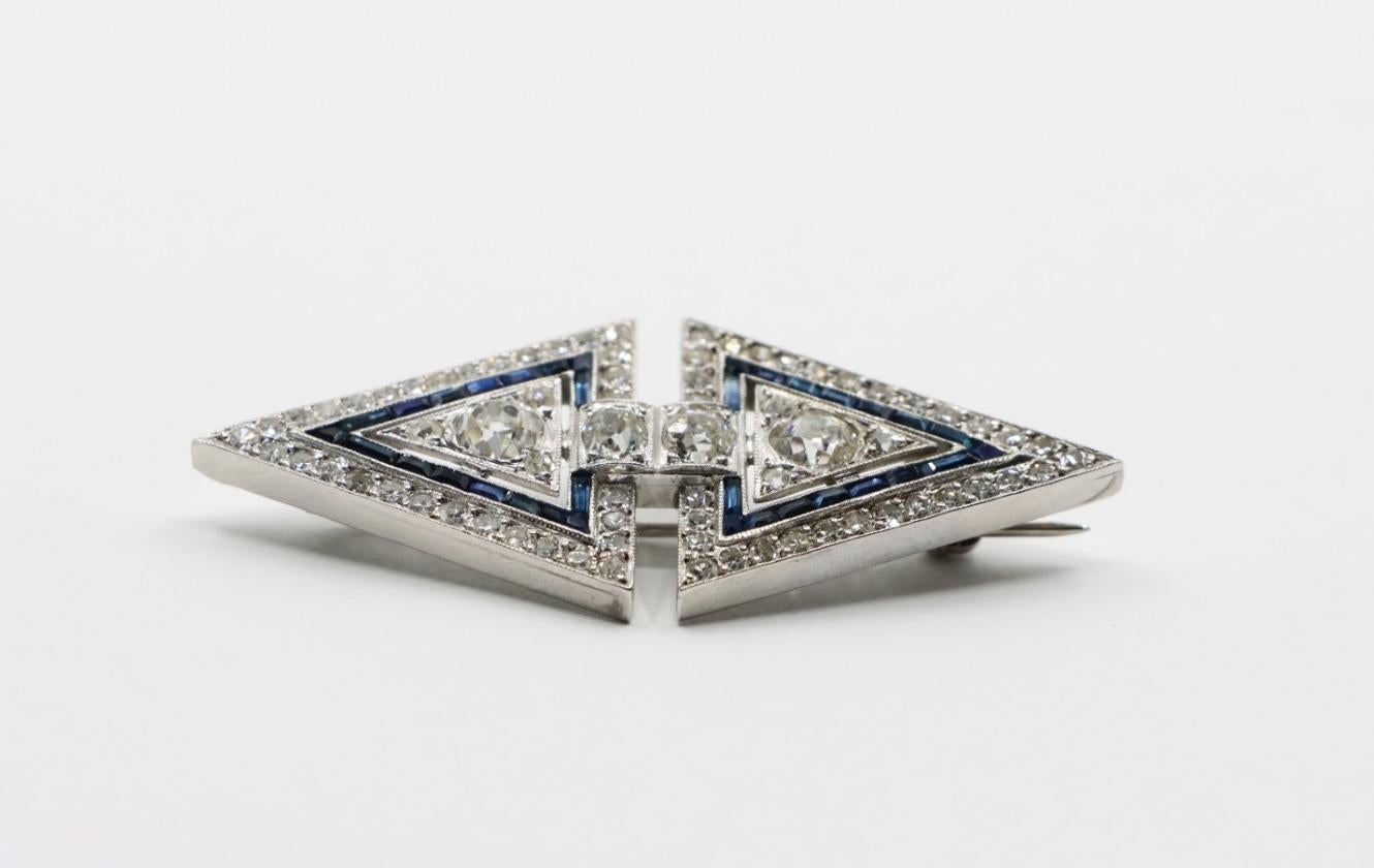 Art Deco Platinum Diamond Brooch Pin For Sale 5