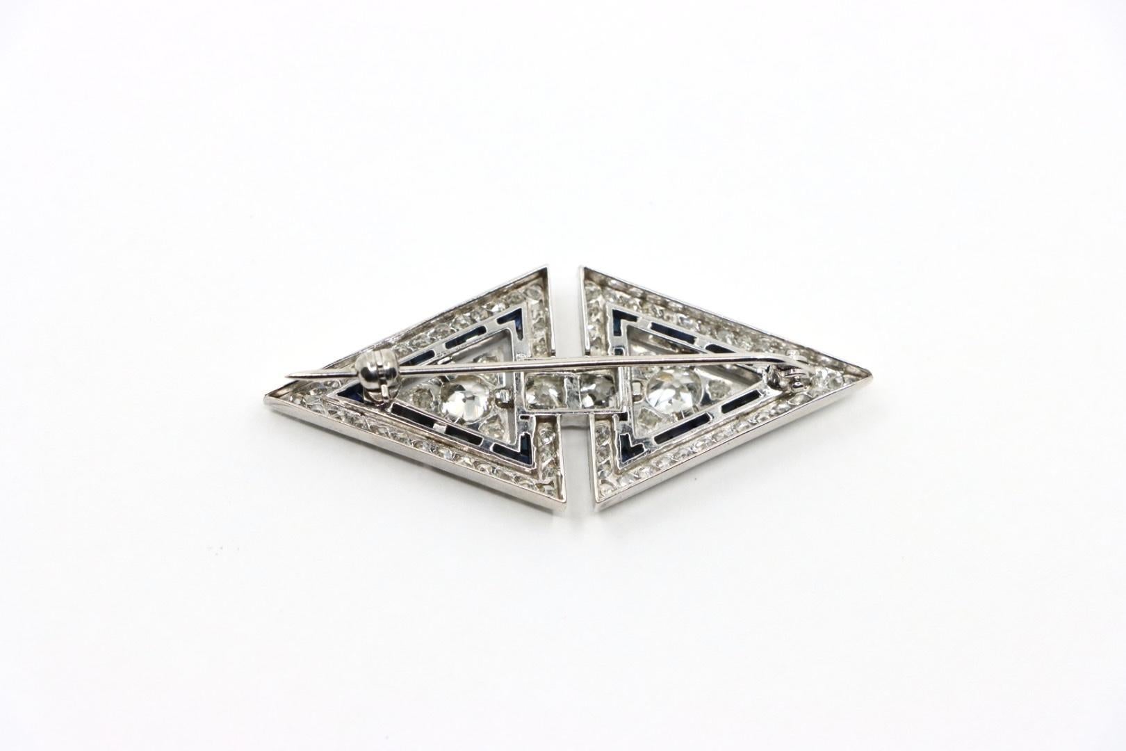 Art Deco Platinum Diamond Brooch Pin For Sale 3
