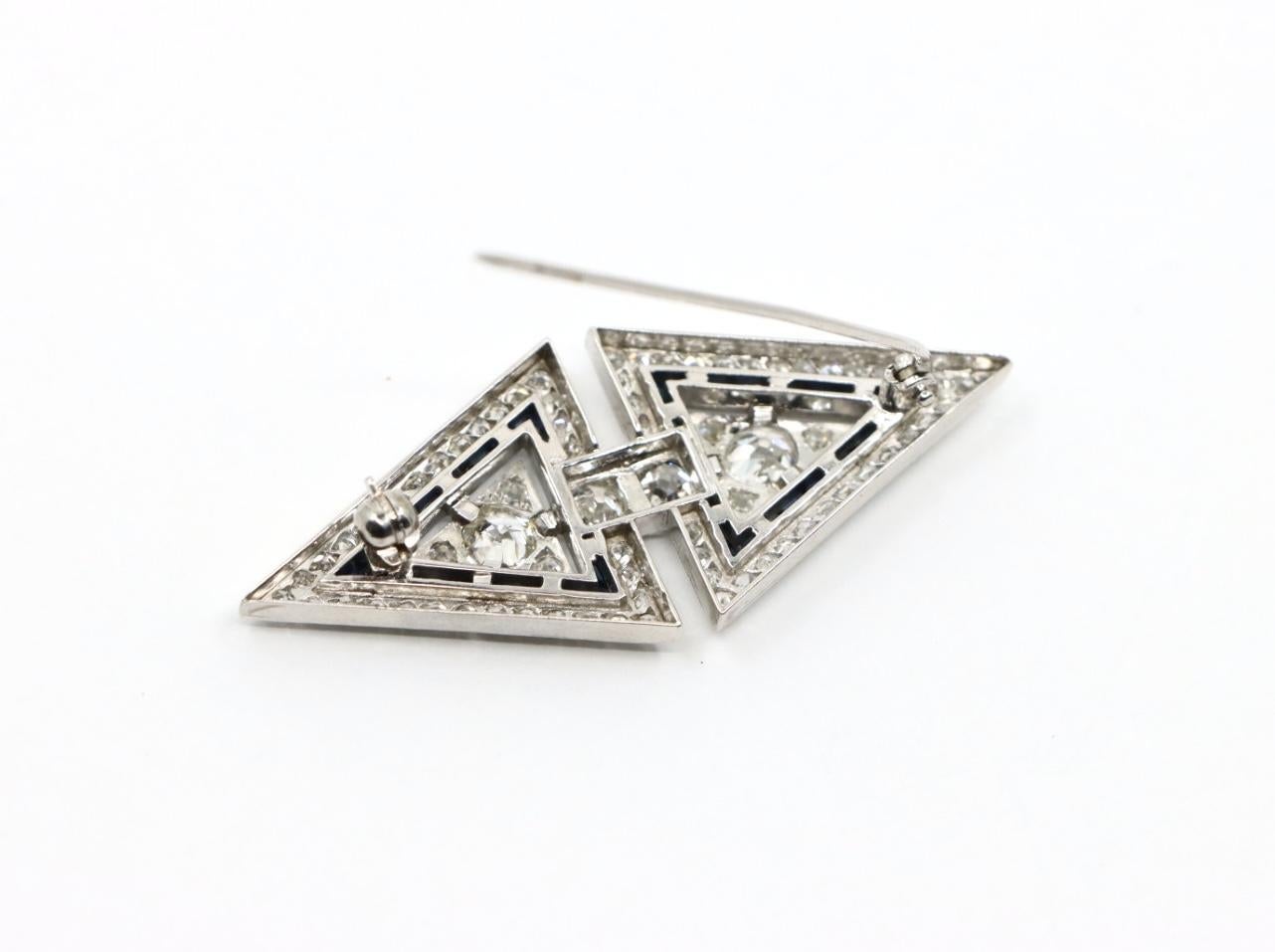 Art Deco Platinum Diamond Brooch Pin For Sale 4