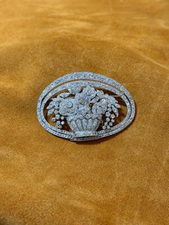 Art Deco Platinum Diamond Brooch Watch, circa 1920s