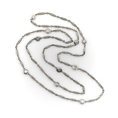 Art Deco Platinum Diamond by the Yard 30” Necklace