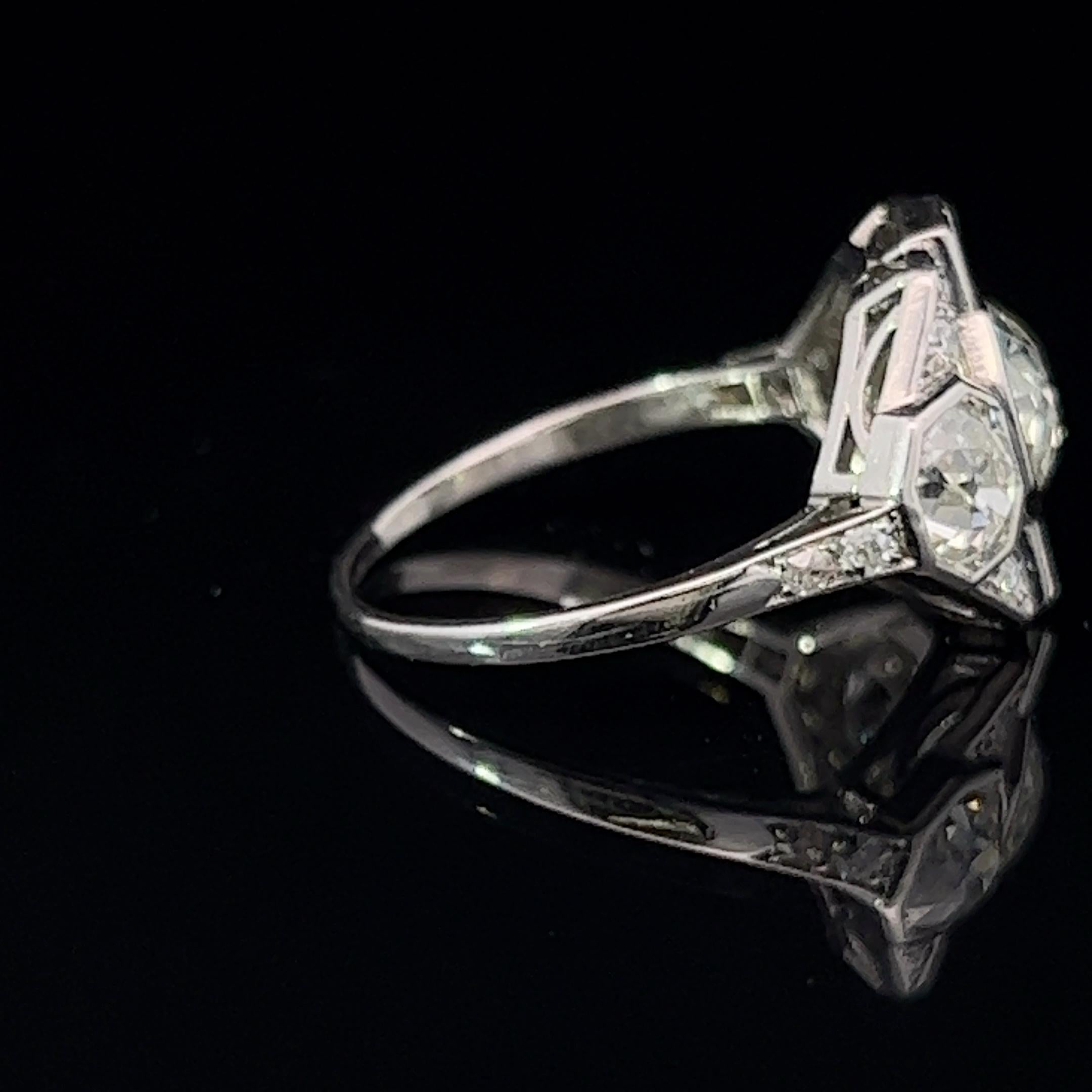 Art Deco Platinum Diamond Cluster Ring Circa 1920s For Sale 1