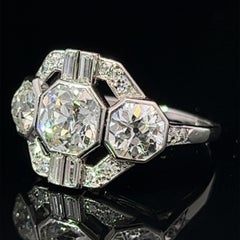 Antique Art Deco Platinum Diamond Cluster Ring Circa 1920s