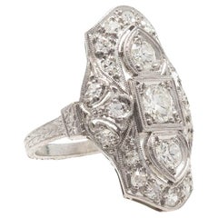 Art Deco Platinum Diamond Cocktail Ring 1.00+ Ctw