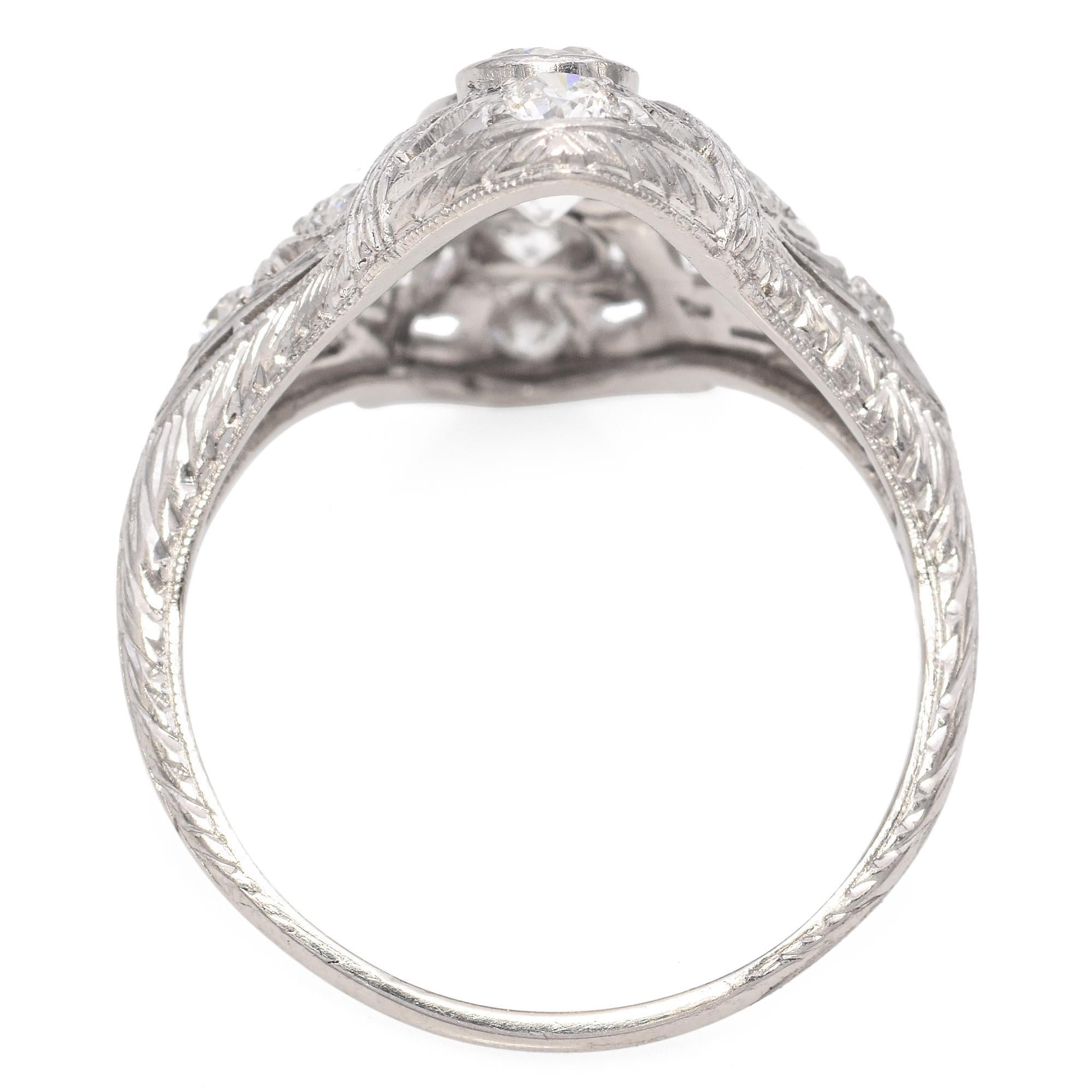 Women's Art Deco Platinum Diamond Dinner Ring