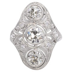 Art Deco Platin-Diamant-Essteller-Ring