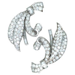 Art Deco Platinum Diamond Double Pin Brooch
