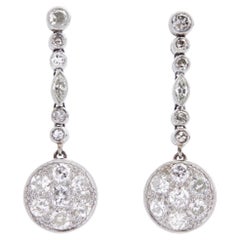 Art Deco Platinum & Diamond Drop Earrings