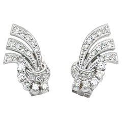 Art Deco Platinum Diamond Earrings