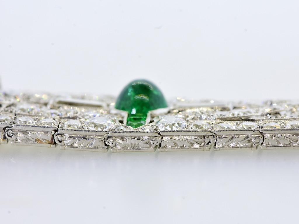 Pulsera Art Decó de platino, diamantes y esmeraldas de Oscar Heyman & Hnos., c. 1918. en venta 6