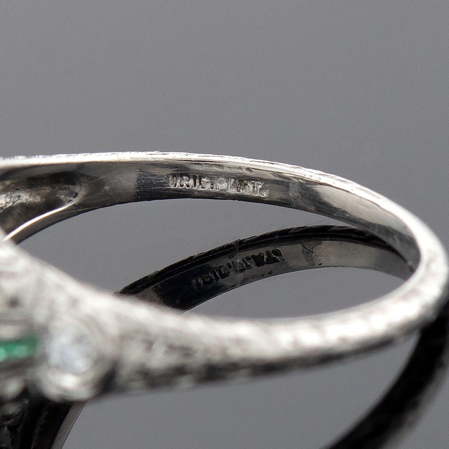 Women's Art Deco Platinum Diamond + Emerald Engagement Ring 2.36ctw Center For Sale