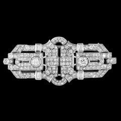 Art Deco Platinum & Diamond Encrusted Pin/Fur Clips 12 CT /  VS Quality Estate