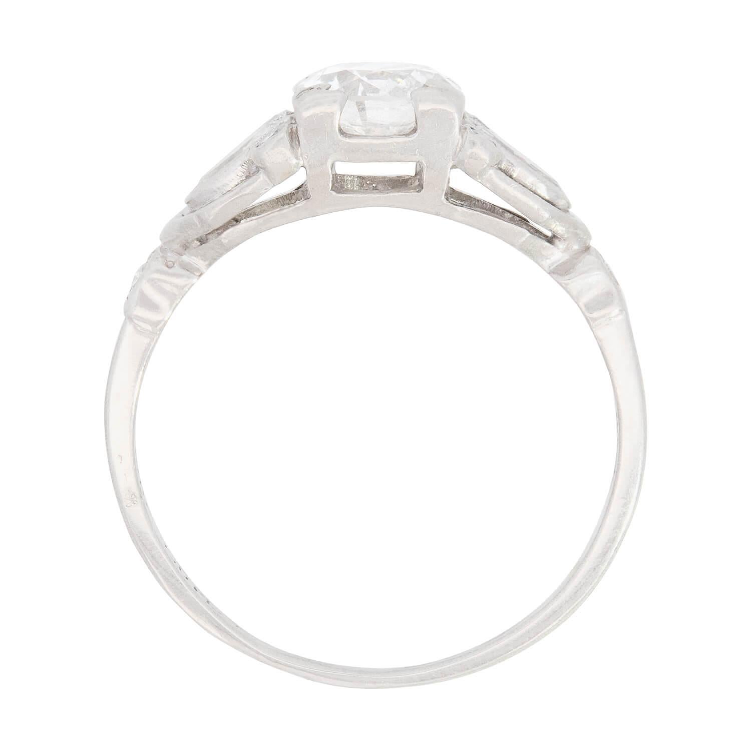 Art Deco Platinum Diamond Engagement Ring 0.70ct In Good Condition For Sale In Narberth, PA