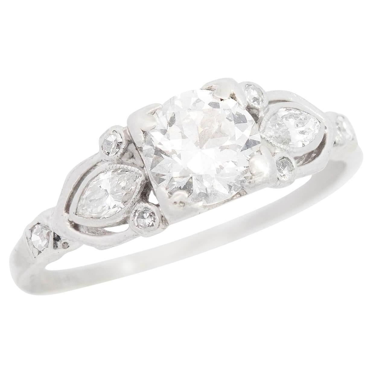 Art Deco Platinum Diamond Engagement Ring 0.70ct