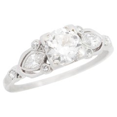 Bague de fiançailles Art déco en platine avec diamant 0,70 carat