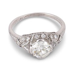Art Deco Platinum Diamond Engagement Ring 1.05ct