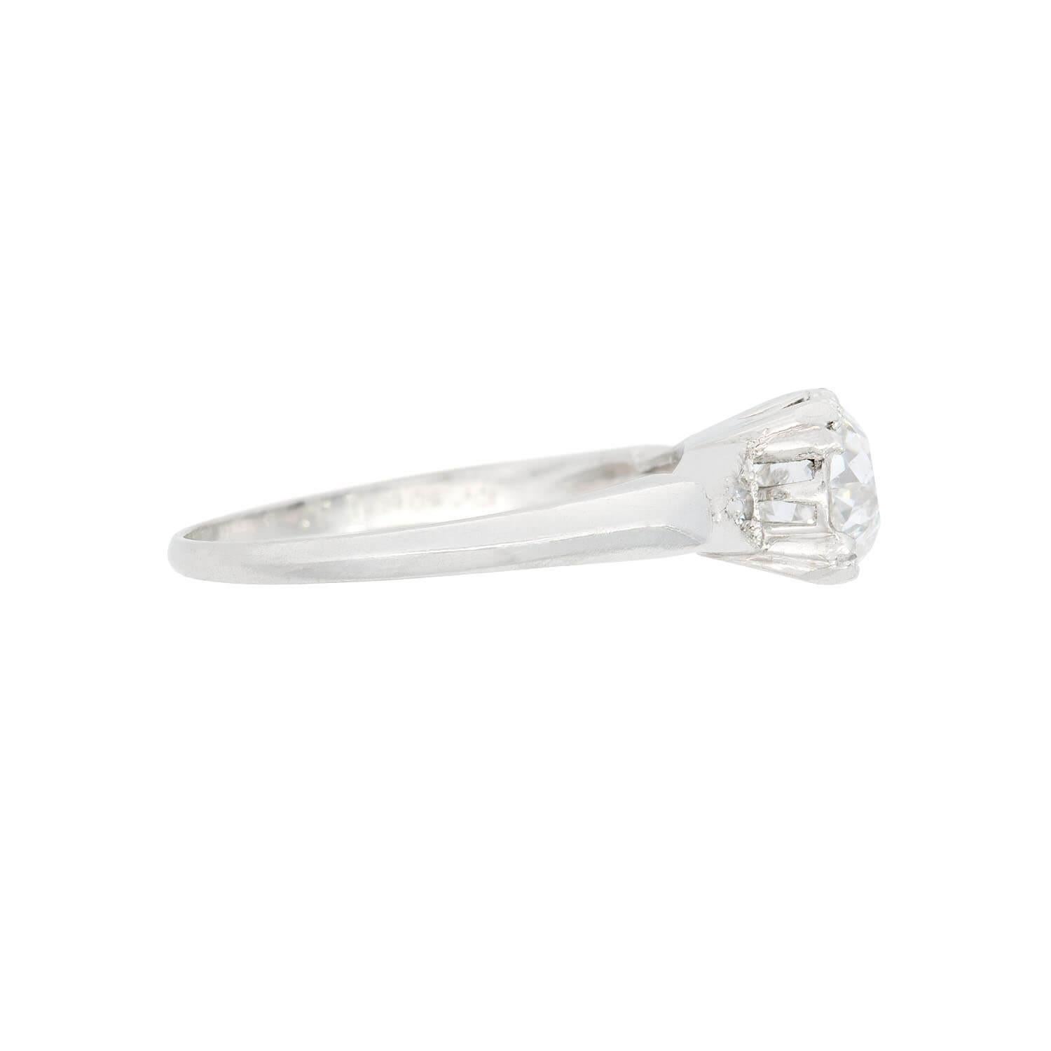 Anello di fidanzamento Art Deco con diamante in platino da 1.07 carati In condizioni ottime in vendita a Narberth, PA