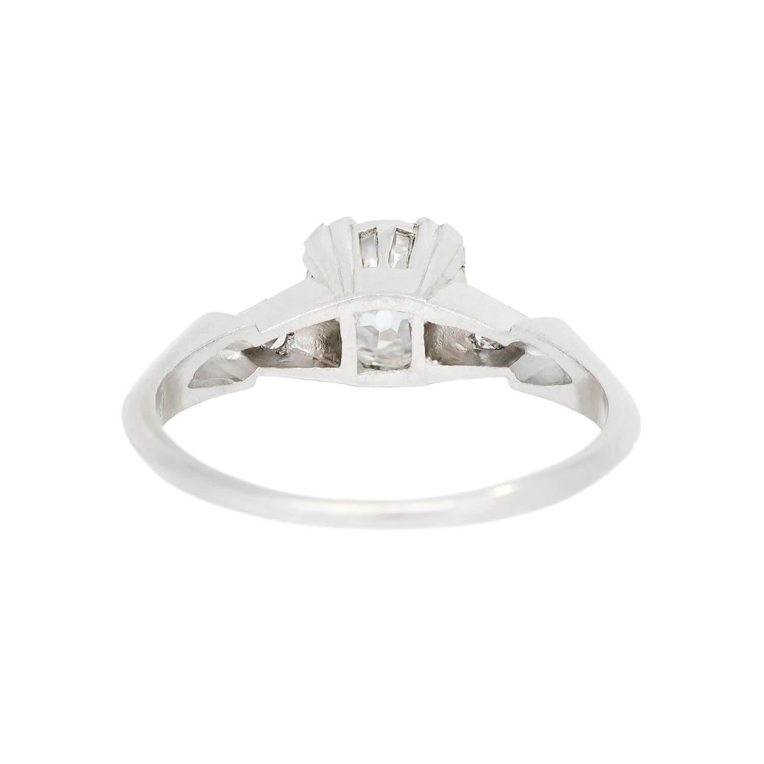 Anello di fidanzamento Art Deco con diamante in platino da 1.07 carati in vendita 1