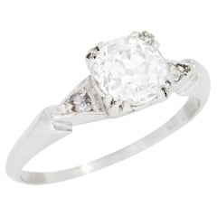 Anello di fidanzamento Art Deco con diamante in platino da 1.07 carati