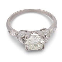 Anello di fidanzamento Art Deco con diamante in platino da 1.35 carati