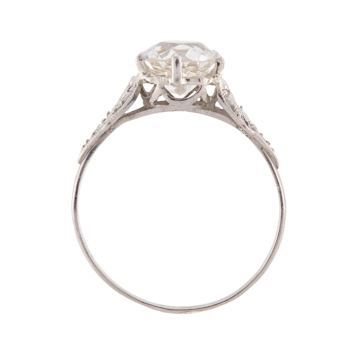 Taglio vecchia miniera Art Deco Platinum Diamond Engagement Ring 1.55ct in vendita