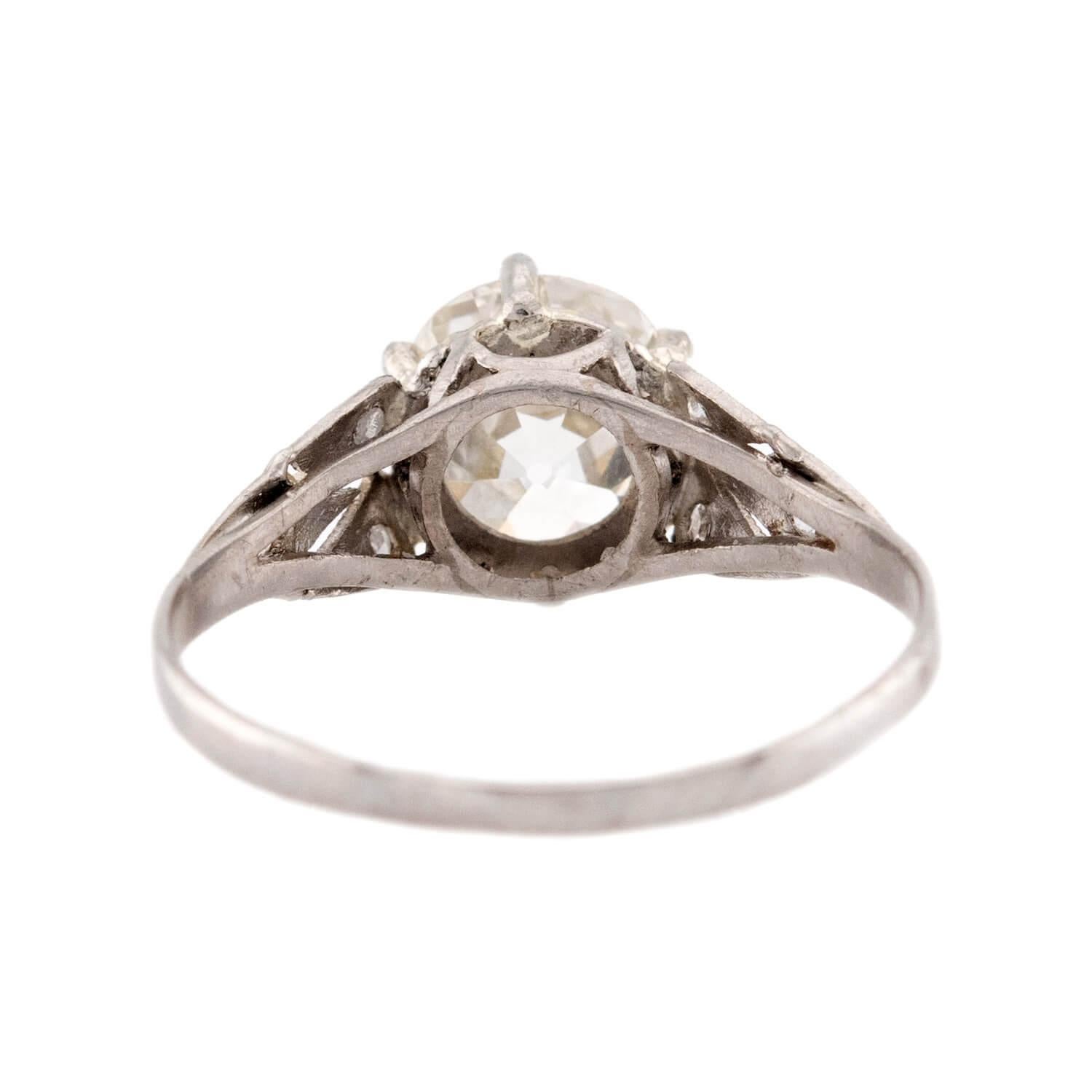 Art Deco Platinum Diamond Engagement Ring 1.55ct In condizioni buone in vendita a Narberth, PA
