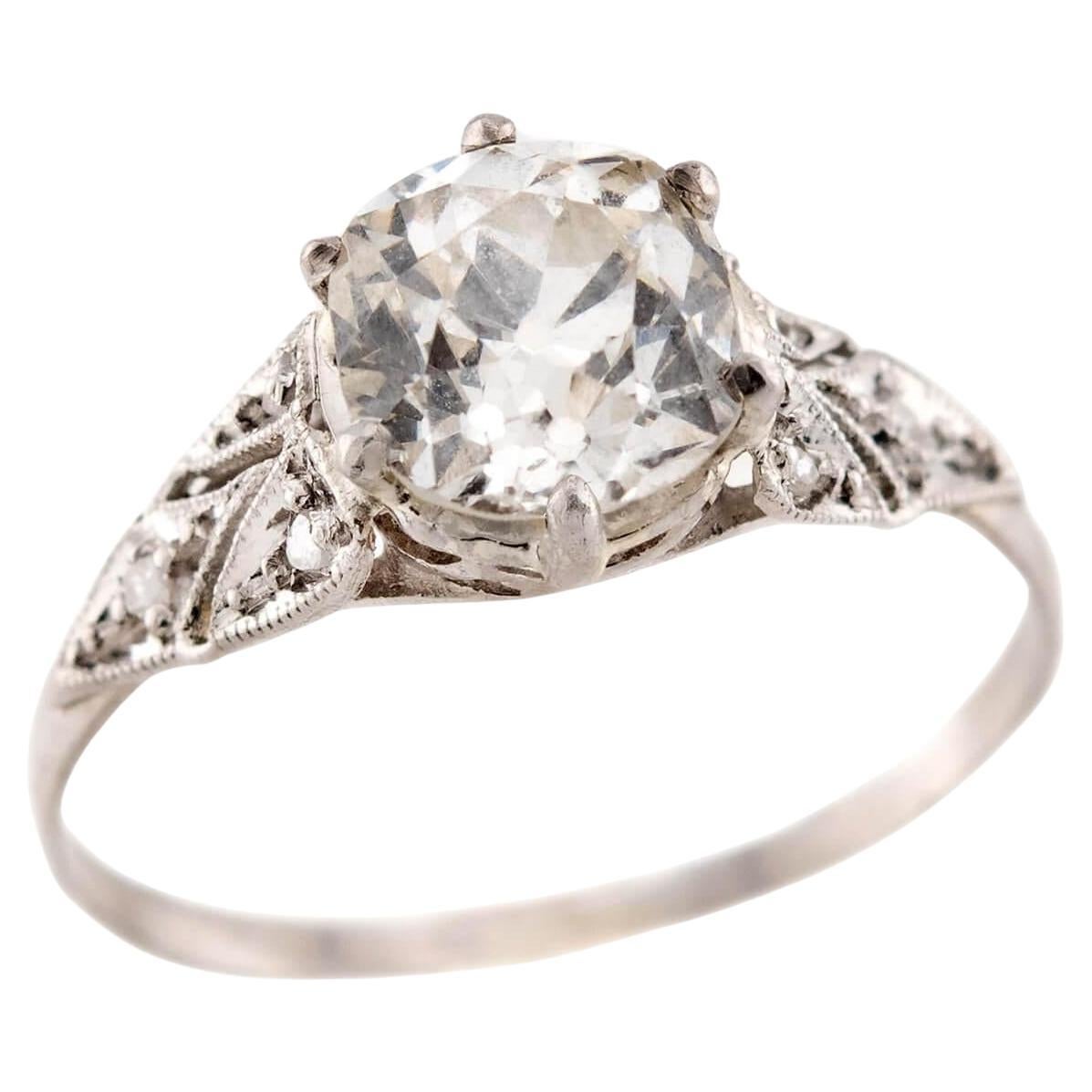 Art Deco Platinum Diamond Engagement Ring 1.55ct