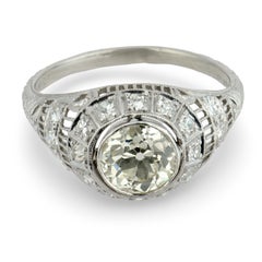 Art Deco Platinum Diamond Engagement Ring 1.57ct