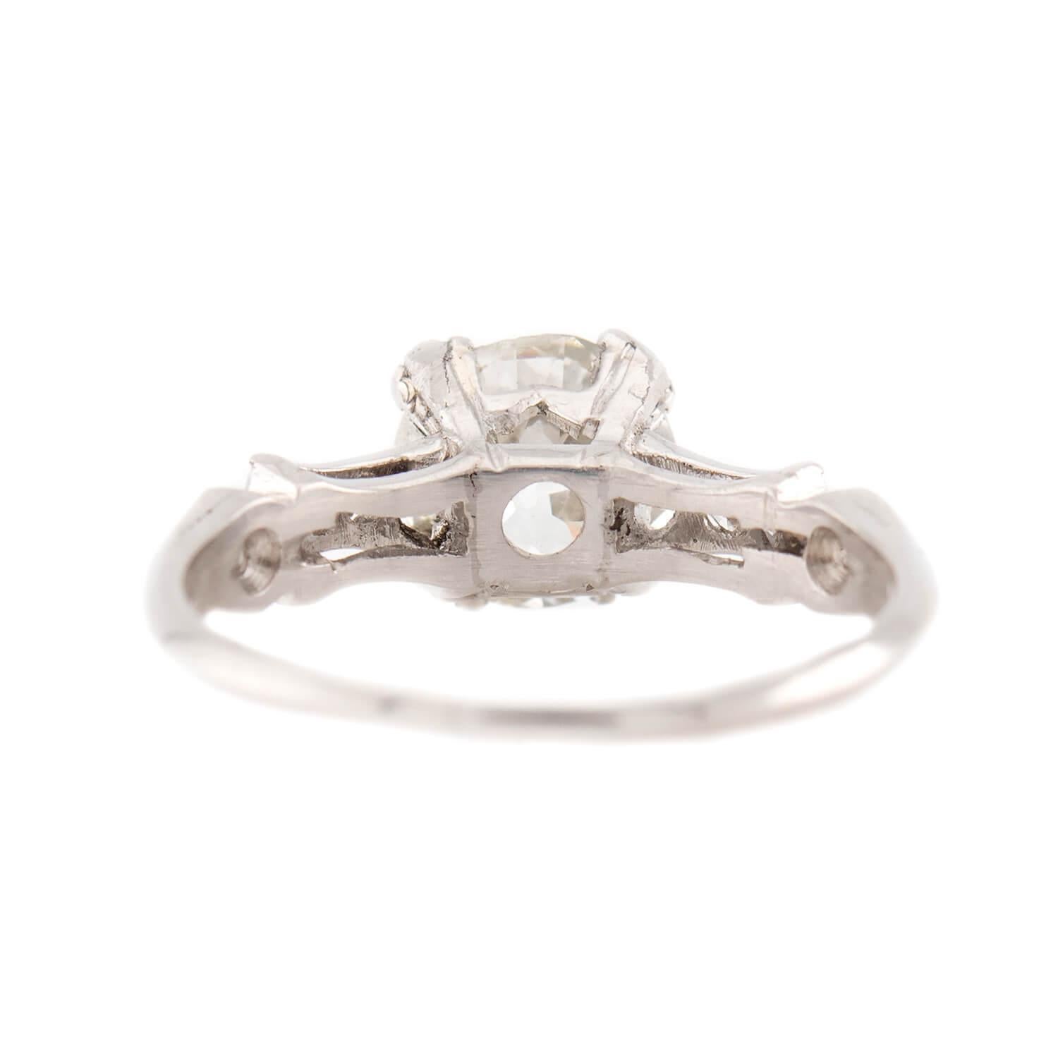 Art Deco Platinum Diamond Engagement Ring 1.57ct In Good Condition For Sale In Narberth, PA