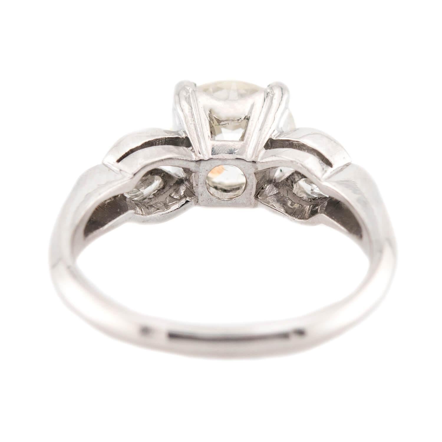 Women's Art Deco Platinum Diamond Engagement Ring 1.73ct For Sale