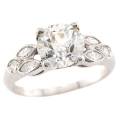 Anillo de compromiso de diamantes Art Déco en platino 1,73 ct