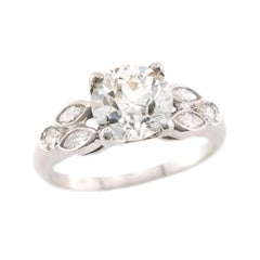 Anillo de compromiso de diamantes Art Déco en platino 1,73 ct