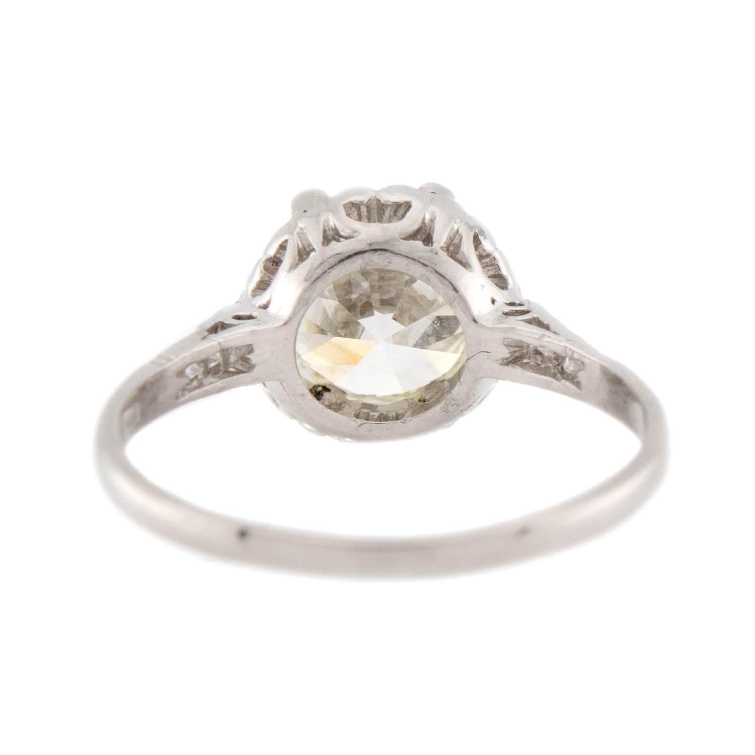 Art Deco Platinum Diamond Engagement Ring 2.02ct For Sale 1