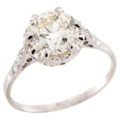 Art Deco Platin-Diamant-Verlobungsring 2,02 Karat