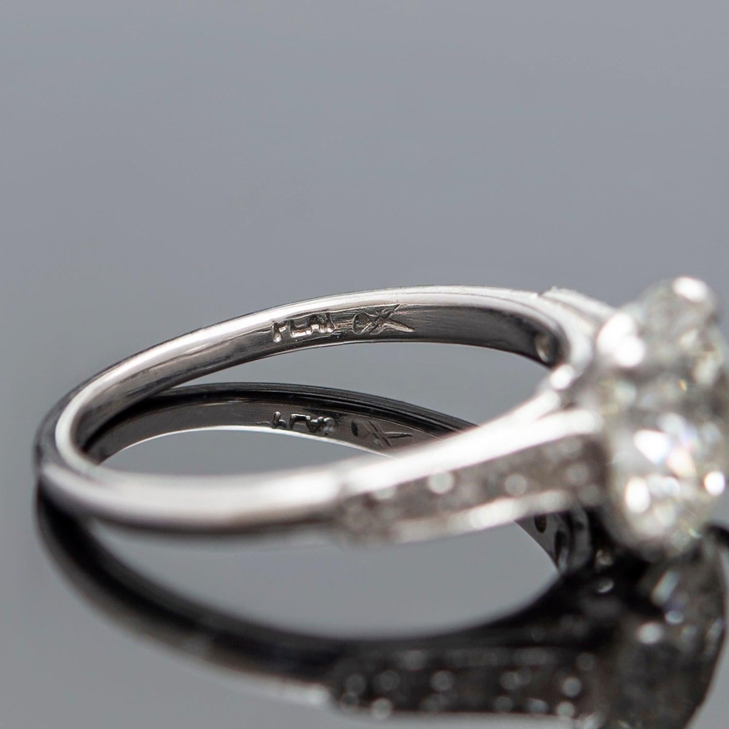Art Deco Platinum Diamond Engagement Ring 2.03ctw For Sale 1