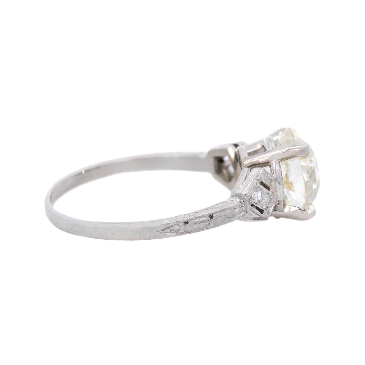 Anillo de compromiso de diamantes Art Déco en platino 2.65 ct Art Decó en venta