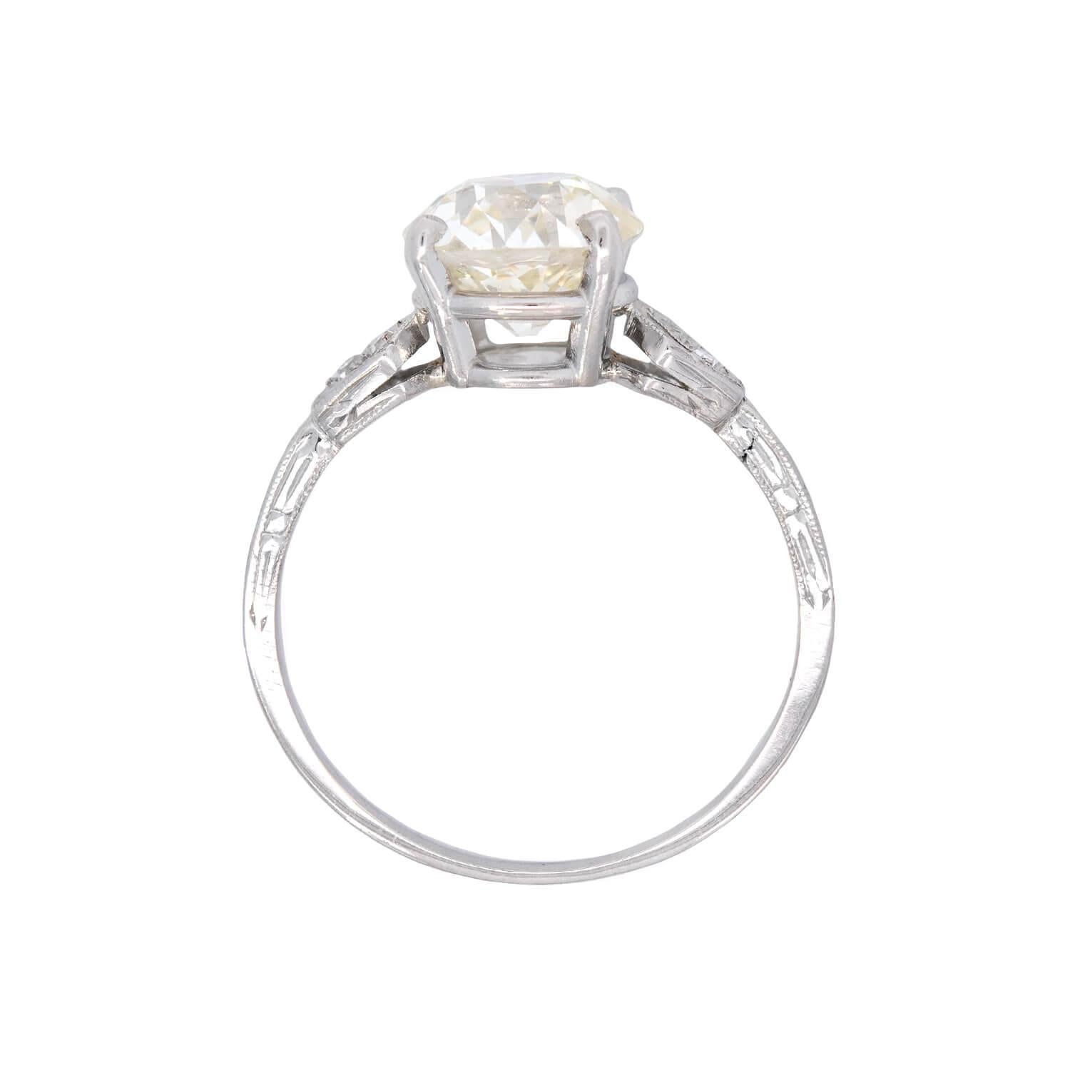 Anillo de compromiso de diamantes Art Déco en platino 2.65 ct Talla antigua en venta