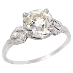 Art Deco Platinum Diamond Engagement Ring 2.65ct
