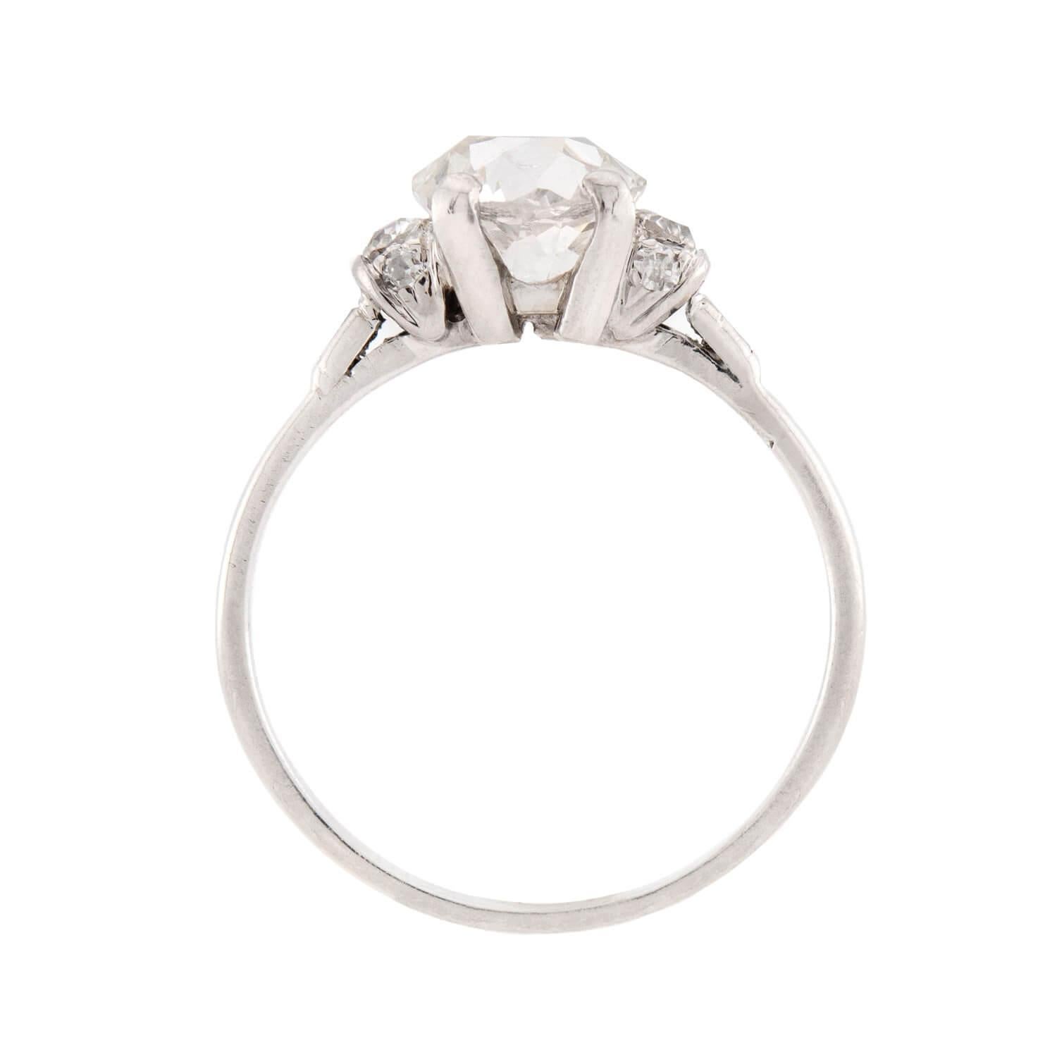 Art Deco Platinum Diamond Engagement Ring 2.68ct In Good Condition For Sale In Narberth, PA