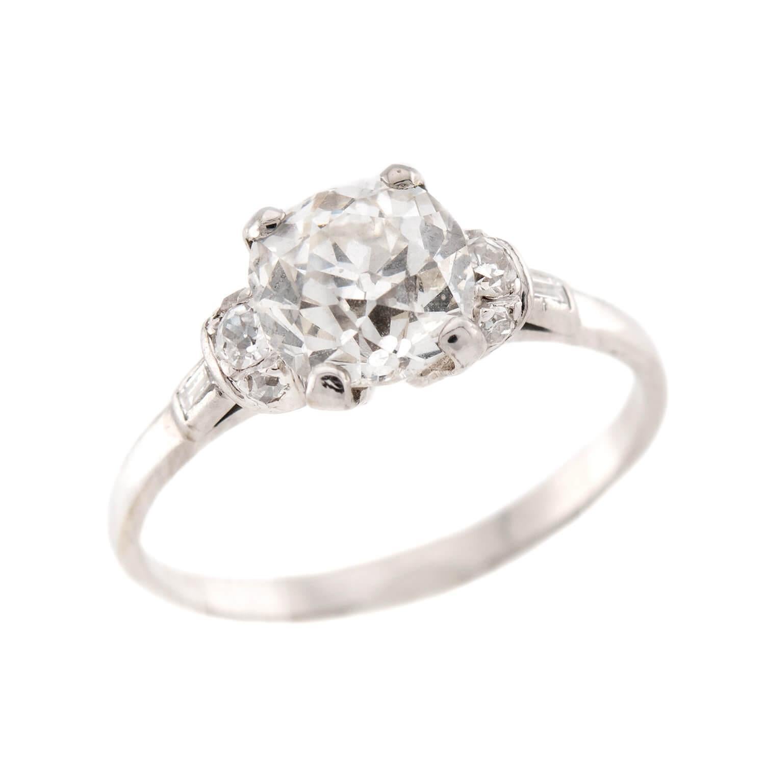 Art Deco Platinum Diamond Engagement Ring 2.68ct