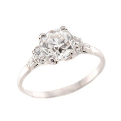 Bague de fiançailles Art déco en platine avec diamant 2,68 carats
