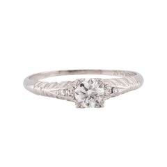 Art Deco Platinum Diamond Engagement Ring .35ct