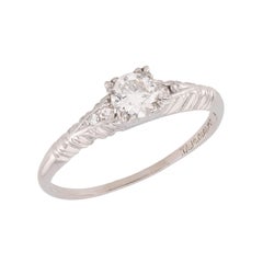 Anello di fidanzamento Art Deco in platino con diamante da 0,35 carati