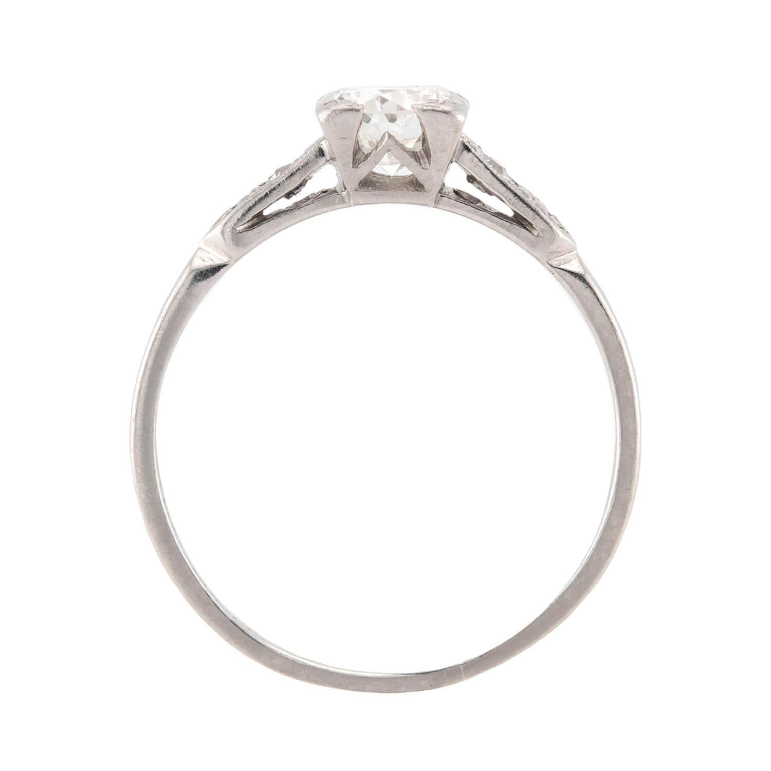 Bague de fiançailles Art déco en platine avec diamant .40ct Bon état - En vente à Narberth, PA