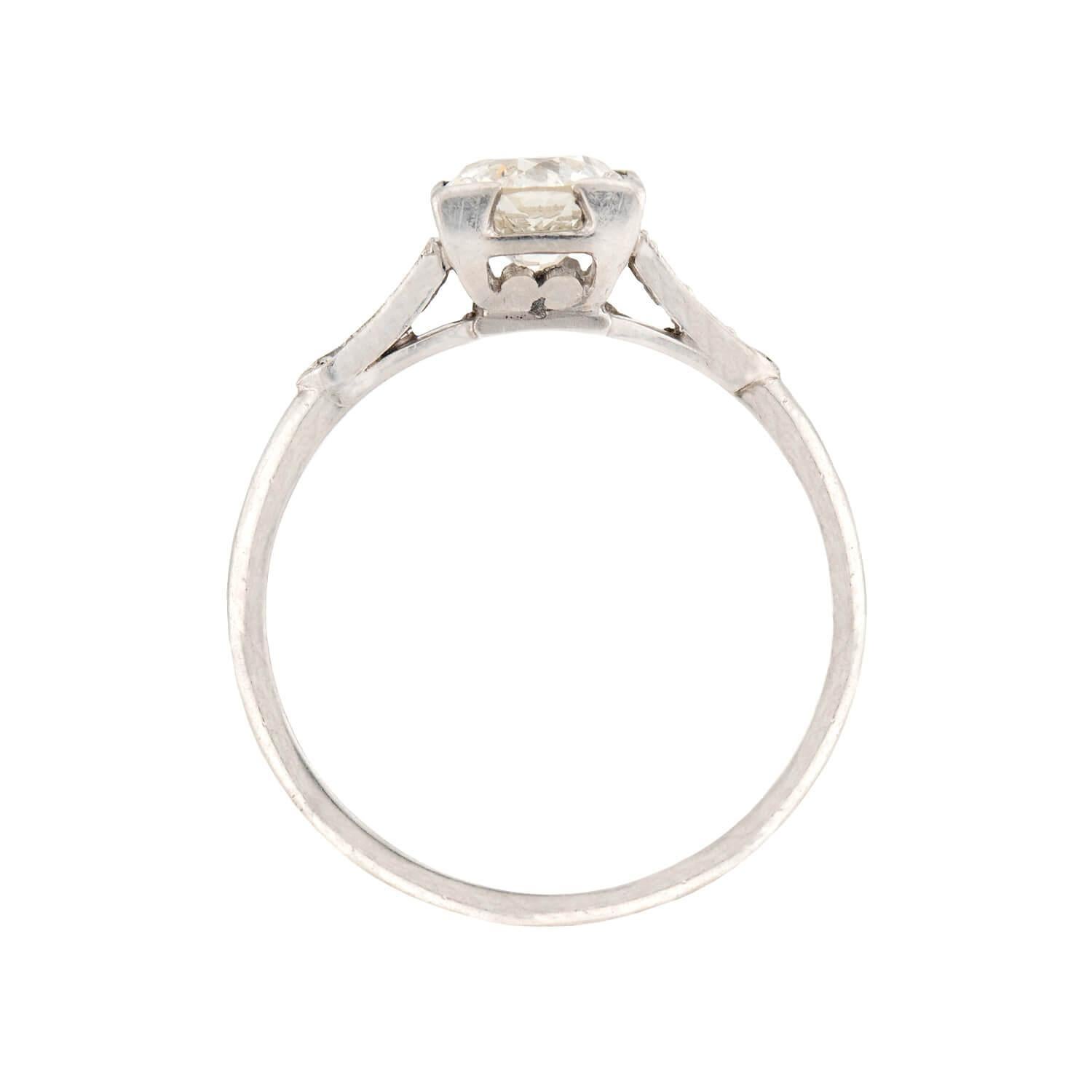 Art Deco Platinum Diamond Engagement Ring .86ct In Good Condition For Sale In Narberth, PA