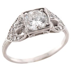 Art Deco Platin Diamant Verlobungsring .90ct