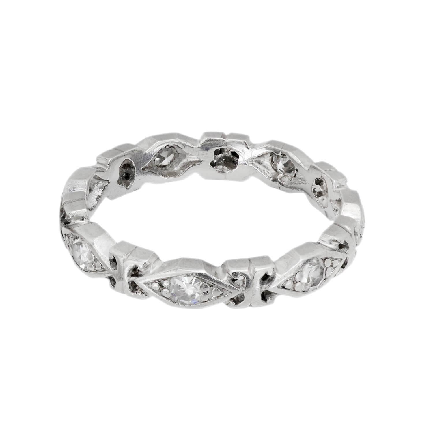 Taglio vecchia miniera Anello di fidanzamento e fascia in platino Art Deco con diamante da 0,75 carati in vendita